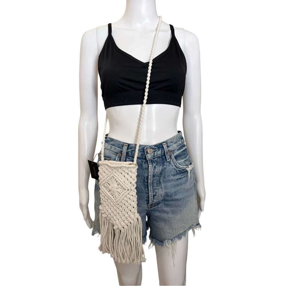 Forever 21 White Macramé Fringe Crossbody Bag